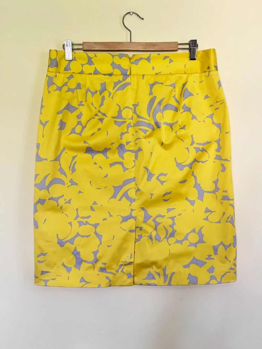 J.CREW Yellow & Grey Gladiola Floral Stretch Cotton Pencil Skirt size 10